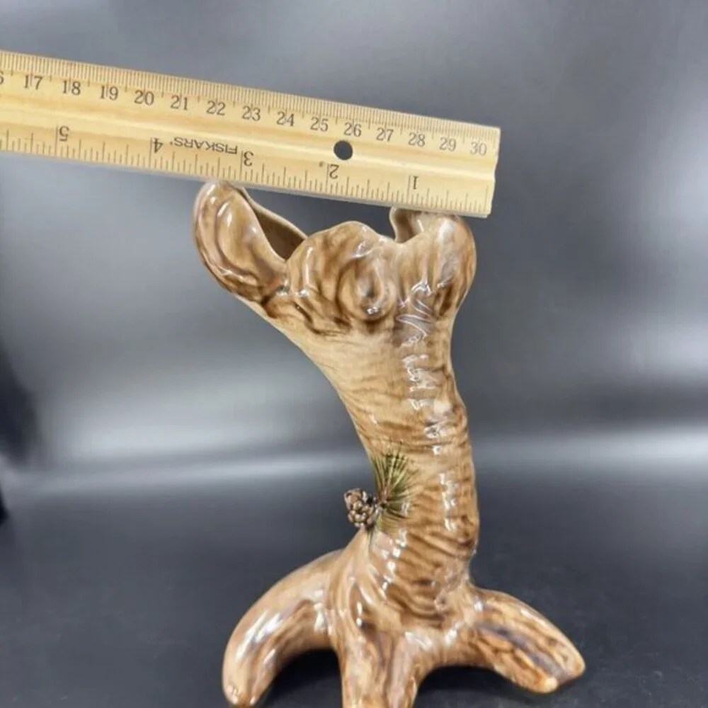 Vintage Keystone Ceramic‎ Tree Trunk Vase Made in USA Ceramic Vessel Marked Vtg
